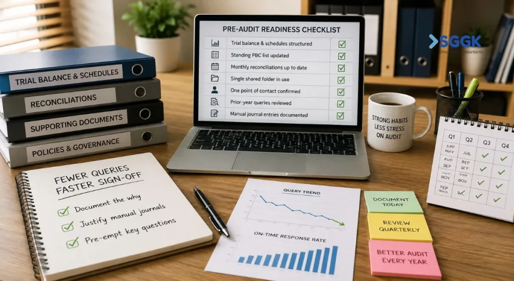 Pre-audit readiness checklist to reduce audit timeline through structured documentation, reconciliation, and fewer audit queries-SGGK