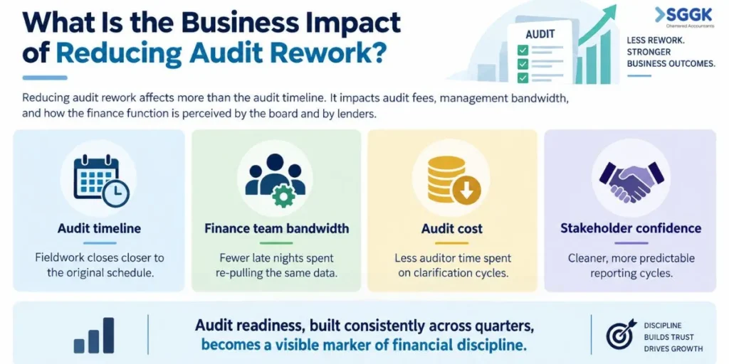 Reduce audit rework: business impact on audit timelines, finance team bandwidth, audit costs, and stakeholder confidence-SGGK