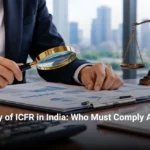 Applicability of ICFR in India ,professional auditor reviewing financial reports, internal controls, and compliance documentation-SGGK